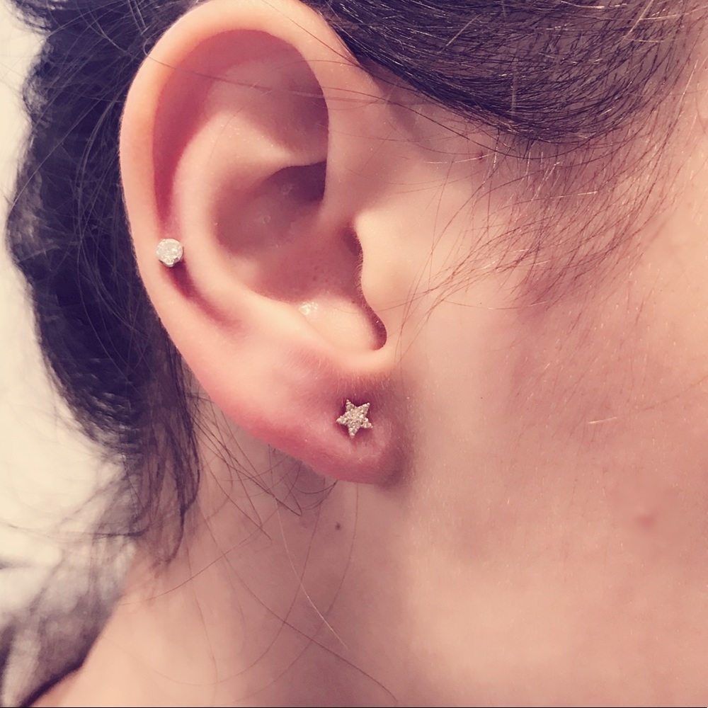 14k rose gold diamond pave’ star stud earrings